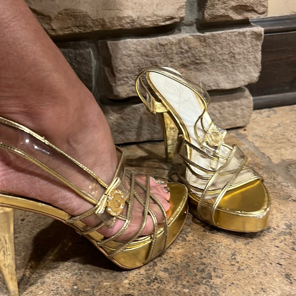 Baby Phat Gold strapped sexy high heel size 7.5